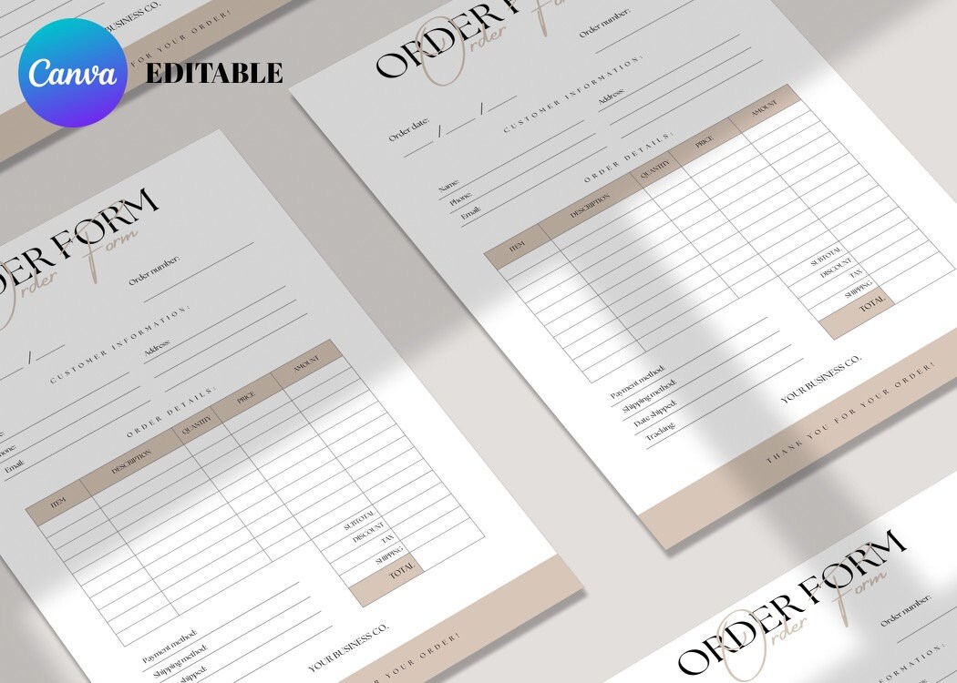 Editable Canva Order Form Template for Small Business Printable Craft ...