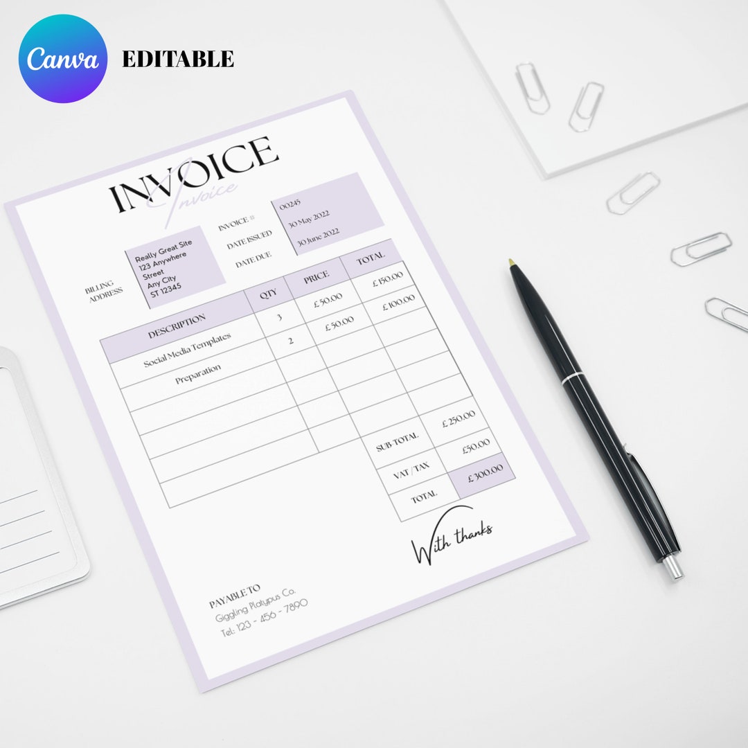 Plantilla de factura editable formulario de pedido Etsy España