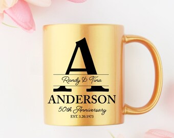 50th Wedding Anniversary Gifts for Parents, Golden Anniversary Gift, Anniversary Mug, Personalized Anniversary Gift, 50th Wedding Gift