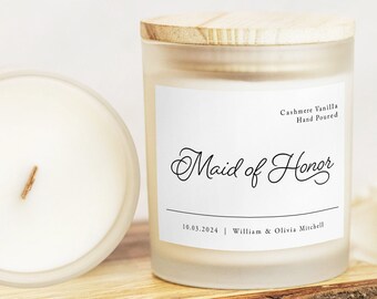 Maid of Honor Candle, Maid of Honor Proposal, Gift from Bride, Will you be my maid of honor, Bridal Party Gift, Bridesmaid Candle Gift