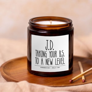JD Graduation Gift, New Juris Doctor Gift, Juris Doctorate Gift, Taking your BS to a new level,Law School Graduation Candle,Law Student Gift