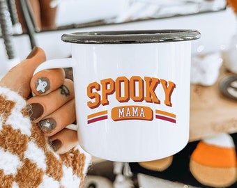 Spooky Mama Mug, Vintage Inspired Halloween Mug, Fall Coffee Cup, Cute Halloween Gift, Spooky Mom Gift, Orange halloween mug,Fall home decor
