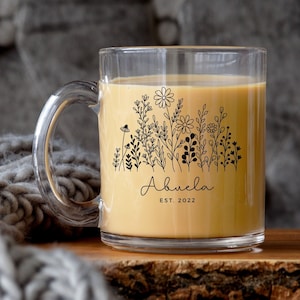 Custom Flower Name Mug, Gift for new Grandma, new Mother, Abuela Gift, Christmas Gift for her, Wildflower Mug,Mom Birthday, Grandma Birthday