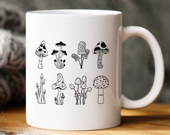 Mushroom mug Cottage Core Aesthetic, Mushroom gift with Magical Toadstools, Academia Mushroom Mug, forest nature mug for mushroom forager