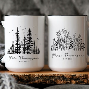 Mr and Mrs Mugs, Couple Mugs, Matching Mugs, Engagement Present, Wedding Gift, Gifts for Couple, Personalized Gift for him, Gift for her