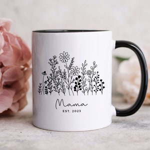 Custom Flower Name Mug, Gift for new Grandma, new Mother, Nana Gift, Christmas Gift for her, Wildflower Mug,Mom Birthday, Grandma Birthday