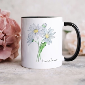 April Birthday Gifts, April Birth Flower Gift, April Birthday Gift for her, April Birthday Mug, Daisy Birth flower Mug