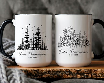 Mr and Mrs Mugs, Couple Mugs, Matching Mugs, Engagement Present, Wedding Gift, Gifts for Couple, Personalized Gift for him, Gift for her