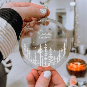 Glass Dad Ornament, New Father Gift, Custom Trees Ornament, Gift for Dad, Baby Announcement, Fathers Day Gift, Nature Birthday gift