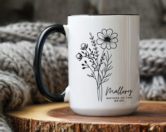 Bridesmaid Proposal, Bridesmaid Gift, Floral Mug, Personalized Bridesmaid Mug, Custom Glass Mug, Bridal Party Gift,Birth Month,Maid of honor