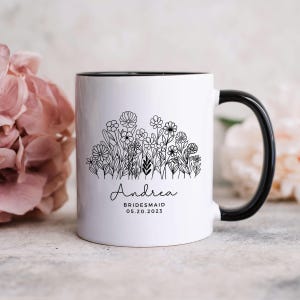 Bridesmaid Personalized Bridesmaid Gift, Bridesmaid Proposal Gift, Bridesmaid Mug,Bridal Party Gift,Custom Flower Bride Gift Bachelorette image 4