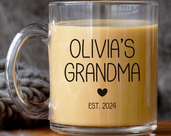 New Grandma Gift, Mothers Day Mug Grandchild's name, Gift for new Nana Gigi Mimi from Grandson Granddaughter, Christmas Birthday year & date