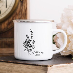 Event Planner Gift, Wedding Planner Mug, Personalized floral name mug, Thank you appreciation Gift, Manager Designer Planner Coordianator zdjęcie 4