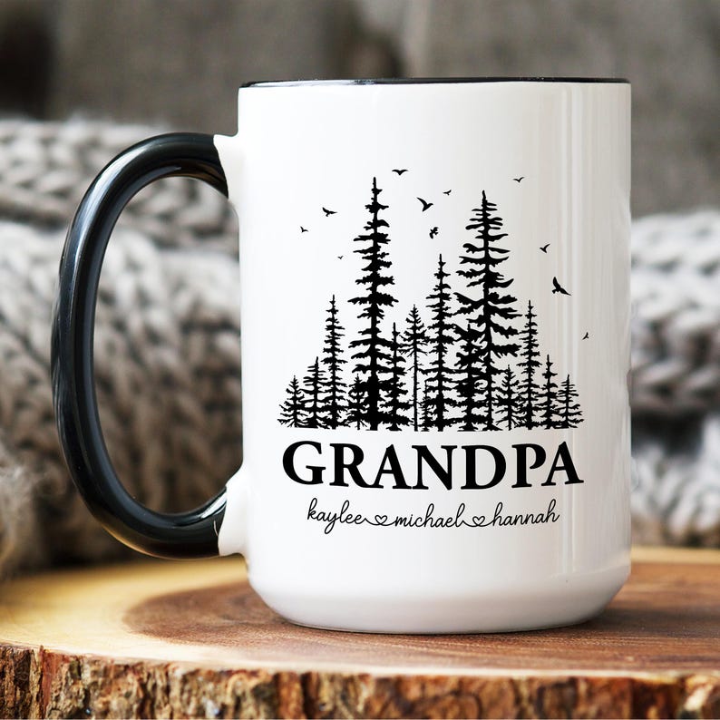Custom Grandpa Mug with grandkids names, Fathers Day Gift, Papa Birthday gift, Personalized gift for Gramps, Pawpaw mug, Custom Papa mug zdjęcie 3
