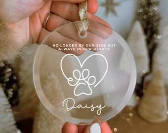 Personalized Pet Memorial Ornament: Clear Glass Remembrance for Loss of Dog or Cat