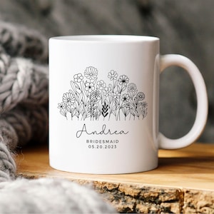 Bridesmaid Personalized Bridesmaid Gift, Bridesmaid Proposal Gift, Bridesmaid Mug,Bridal Party Gift,Custom Flower Bride Gift Bachelorette image 5