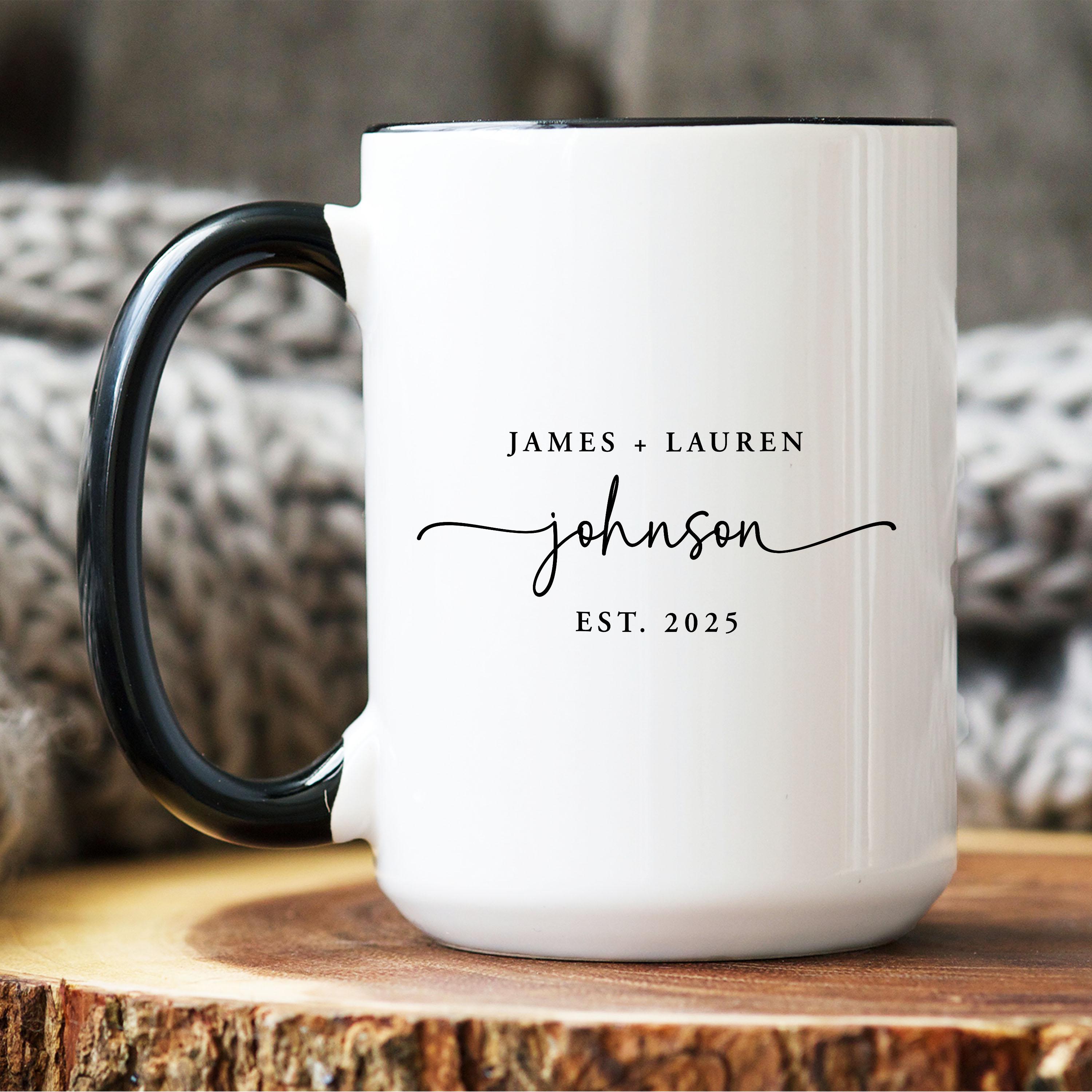 Custom Couple Mugs, Engagement Present or Wedding Gift, Gifts for new Couple, Mr and Mrs Mugs, Just married, 10, 15, 20, 25 year anniversary