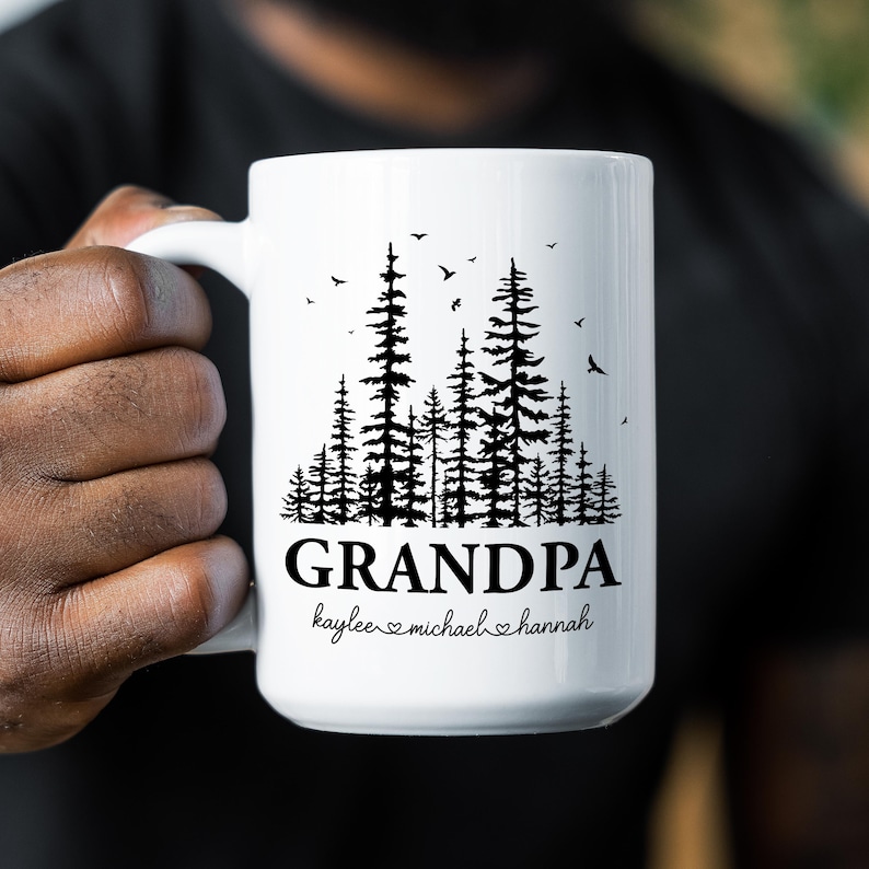 Custom Grandpa Mug with grandkids names, Fathers Day Gift, Papa Birthday gift, Personalized gift for Gramps, Pawpaw mug, Custom Papa mug zdjęcie 1