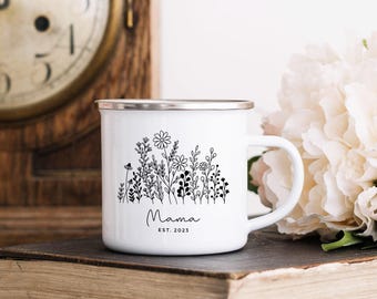 Custom Flower Name Mug, Gift for new Mother, new Mom, Mama Gift, Mothers Day Gift, Christmas Gift, Wildflower Mug, Mom Birthday,Grandma Gift