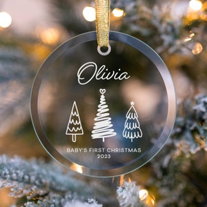 Glass Baby&#39;s First Christmas ornament, New Baby Gift for Christmas, Babys first name 2025 Christmas, Keepsake Ornament, Baby Shower Gift
