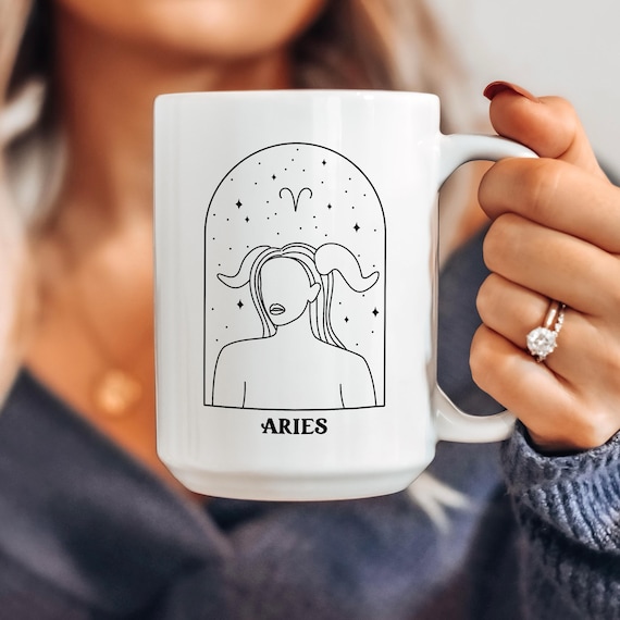 Aries Horoscope Mug: March-April Birthday Zodiac Gift, Astrology Coffee Cup