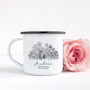 Bridesmaid Personalized Bridesmaid Gift, Bridesmaid Proposal Gift, Bridesmaid Mug,Bridal Party Gift,Custom Flower Bride Gift Bachelorette image 3