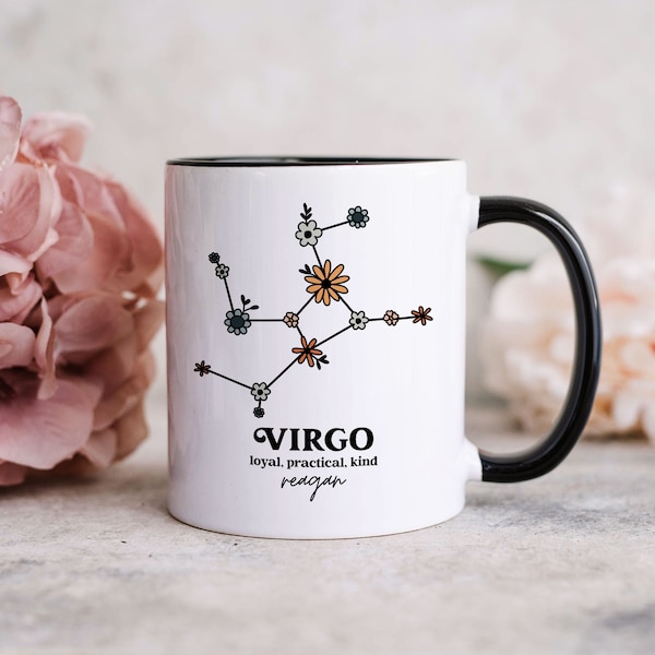 Virgo Birthday Mug, Virgo Zodiac Gift, Custom Virgo Mug, Custom Name Mug,Horoscope Mug, Astrology Mug, Birthday Gift for Her,Virgo Mug