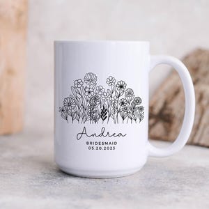 Bridesmaid Personalized Bridesmaid Gift, Bridesmaid Proposal Gift, Bridesmaid Mug,Bridal Party Gift,Custom Flower Bride Gift Bachelorette image 6