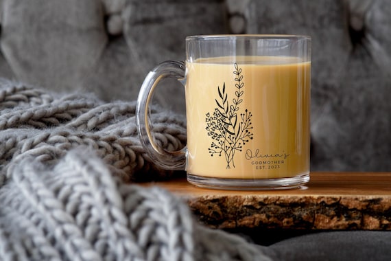 Personalized Godmother Gift, Godmother Mug, Godmother Proposal, Custom Flower Mug,Baptism Gift, Christening Gift, Wildflower Godmother Cup
