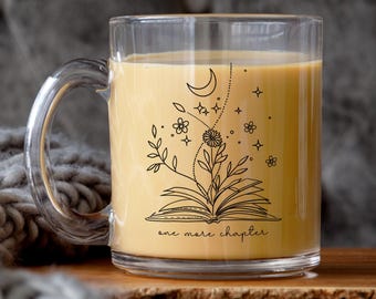 One More Chapter Mug, Gift for Book Lover, Celestial Floral Book Mug, Reading Mug, Flower Book Mug,Book Lover Mug,Librarian Mug,Teacher Gift