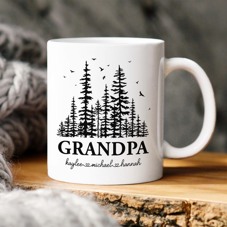 Custom Grandpa Mug with grandkids names, Fathers Day Gift, Papa Birthday gift, Personalized gift for Gramps, Pawpaw mug, Custom Papa mug zdjęcie 7
