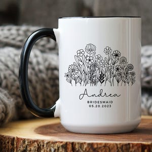 Bridesmaid Personalized Bridesmaid Gift, Bridesmaid Proposal Gift, Bridesmaid Mug,Bridal Party Gift,Custom Flower Bride Gift Bachelorette image 7