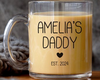 Regalo para papá primerizo, taza del Día del Padre con el nombre del niño, regalo para papá de su hijo o hija, regalo personalizado para Navidad, cumpleaños o año de nacimiento para papá