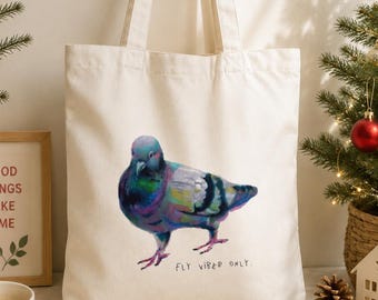 Bolso de mano Fly Vibes Only Pigeon - Lona de algodón orgánico - Regalo