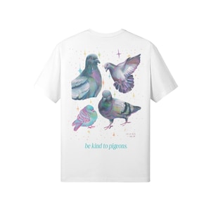 Born Iridescent Pigeon T-shirt, Bird Lover Gift, Artist Designed Pigeon Tee, Whimsical Urban Bird Art, Oversized Back Print T-shirt image 6