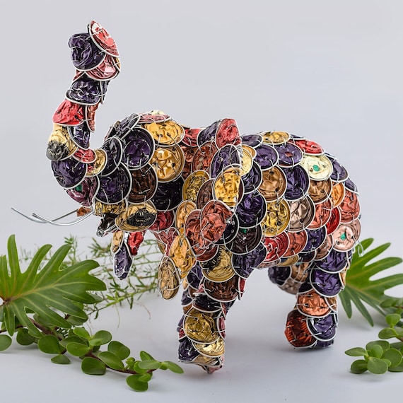 African Recycled Coffee Pod Elephant - Etsy