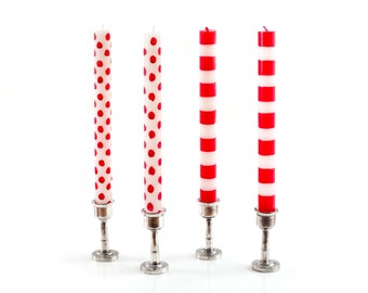 Red Dots & Stripes Tapers - Gift Box of 4