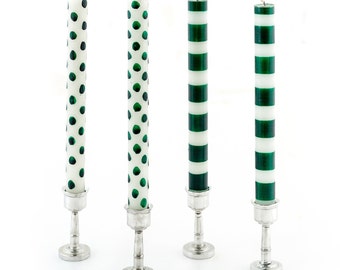 Green Dots & Stripes Tapers - Gift Box of 4