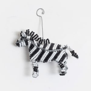Beaded African Zebra Ornament