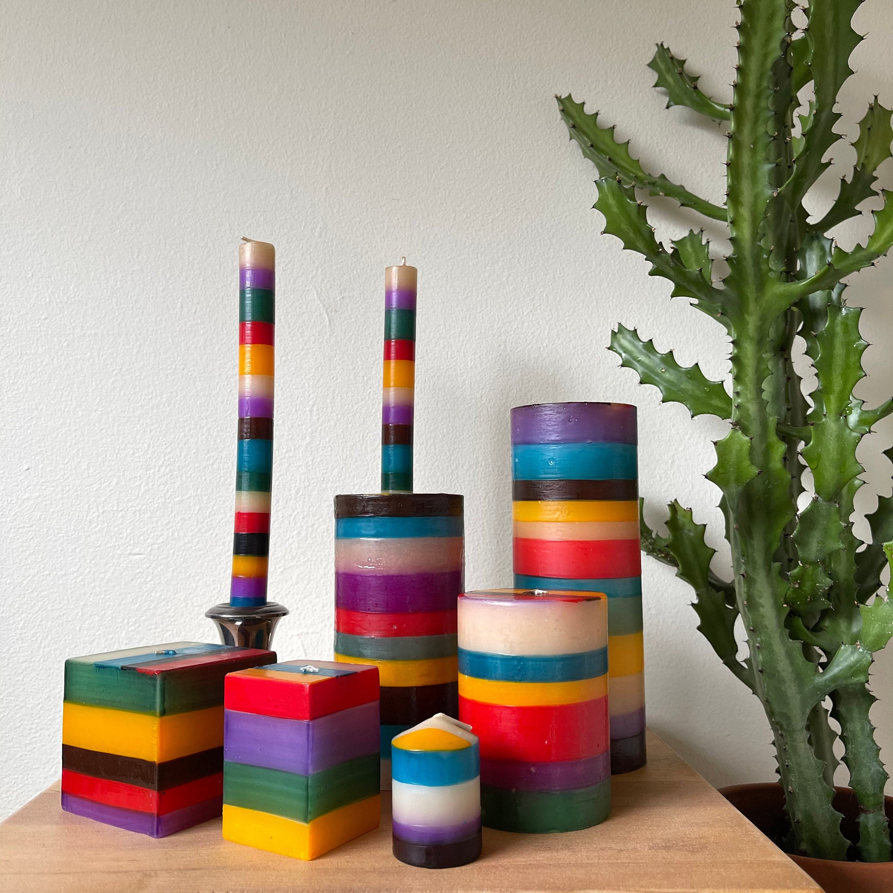 Memphis Stripe Candles Etsy