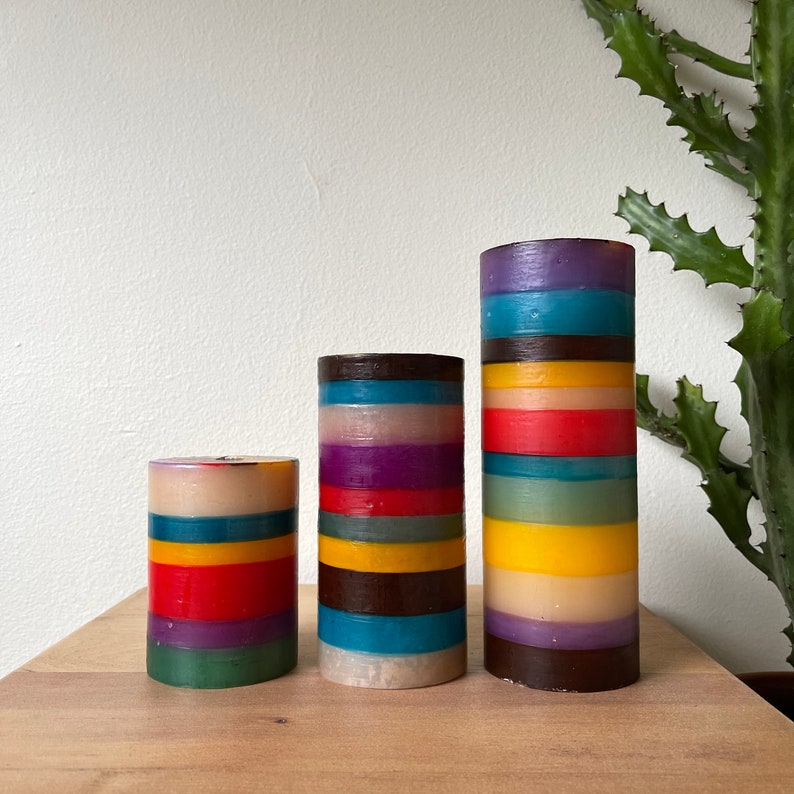 Memphis Stripe Candles Etsy
