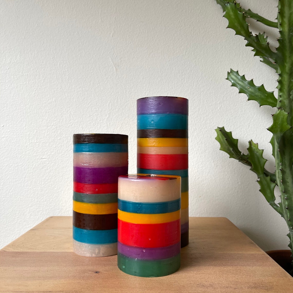 Memphis Stripe Candles Etsy