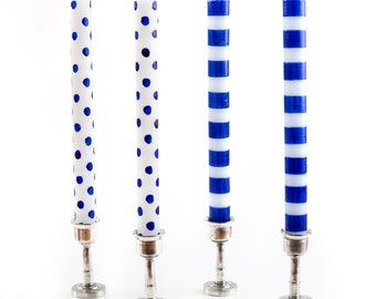 Blue Dots & Stripes Tapers - Gift Box of 4