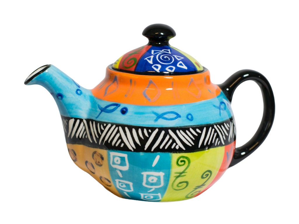 Multi Color Ethnic Ceramic Teapot Etsy