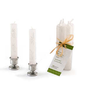 White on White Shabbat Candles - 4-Pack