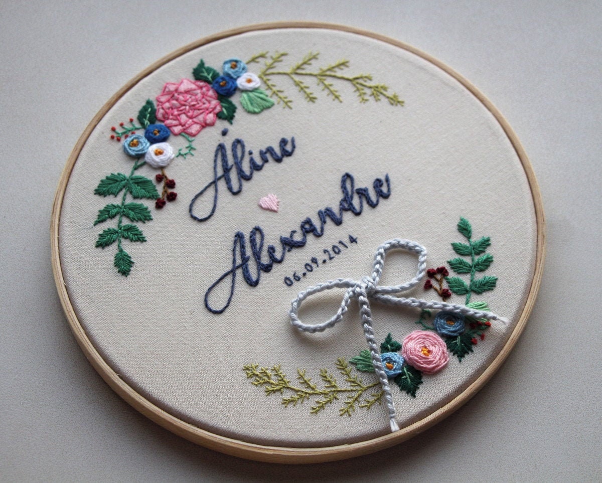 Personalized Wedding Hoop/CUSTOM Wedding/Hand Embroidered Hoop Etsy