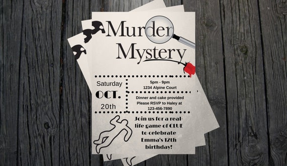 Murder Mystery Invitation Birthday Invitation Murder | Etsy