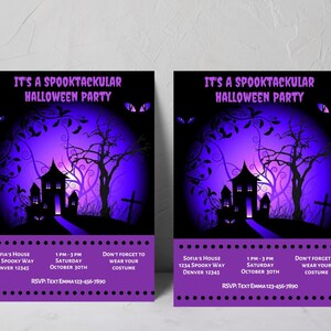 Digitale Halloween-Party-Einladung, Halloween, Geburtstag, Kindergeburtstag, Spukhaus, Kinderparty, Kürbis, Erwachsene, Individuell, bedruckbar