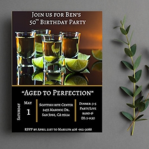 Digital Adult Birthday Invitation, Tequila Invitation, 21st, 30th, 40th, Men Birthday, Fiesta, Cinco De Mayo, Adult, Custom, Printable