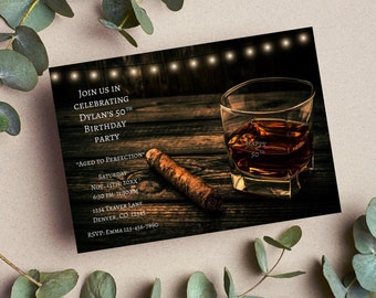 Invitación digital para fiesta de cumpleaños de adultos, invitación de cumpleaños, licor, ron para adultos, fiesta de cumpleaños de adultos, personalizada, imprimible, editable